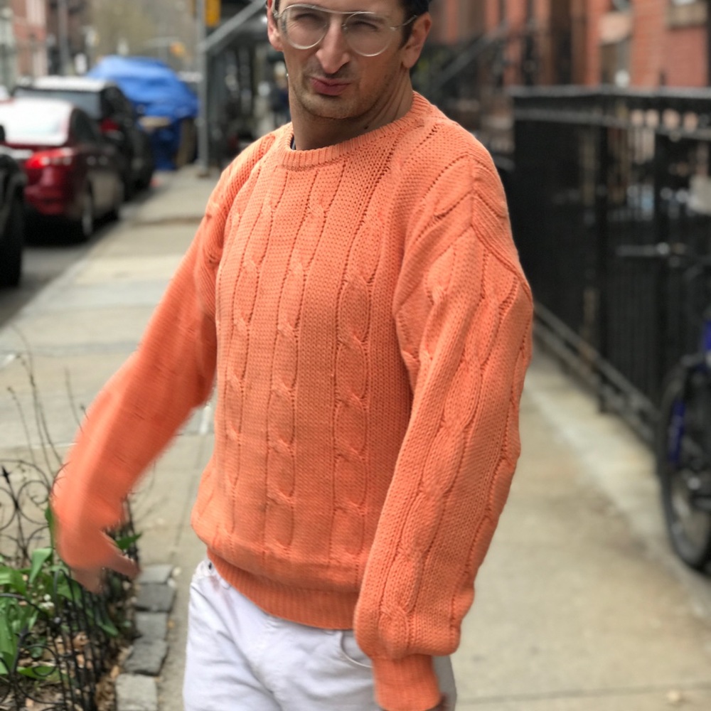 🔥 VTG Benetton Peach Cotton Pattern knit sweater - Picture 2 of 5